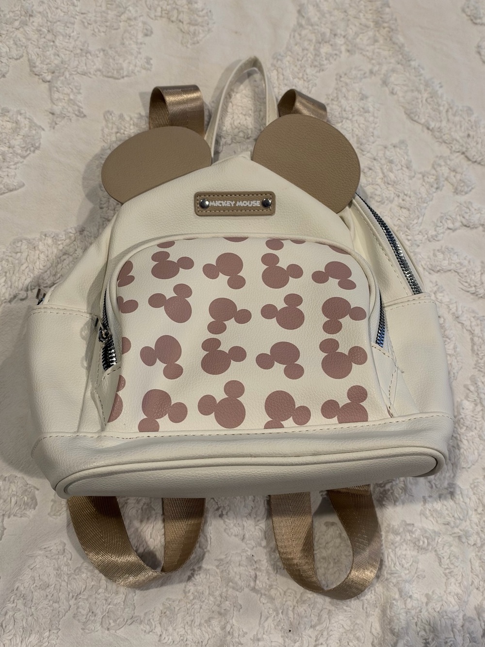 Disney Mickey Mouse Mini Backpack Cream & Taupe/Brown